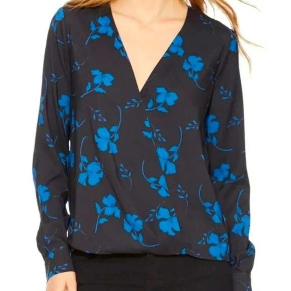 Parker‎ Women's Floral Printed V Neck Long Sleeve Wrap Blouse Top Size Small NWT